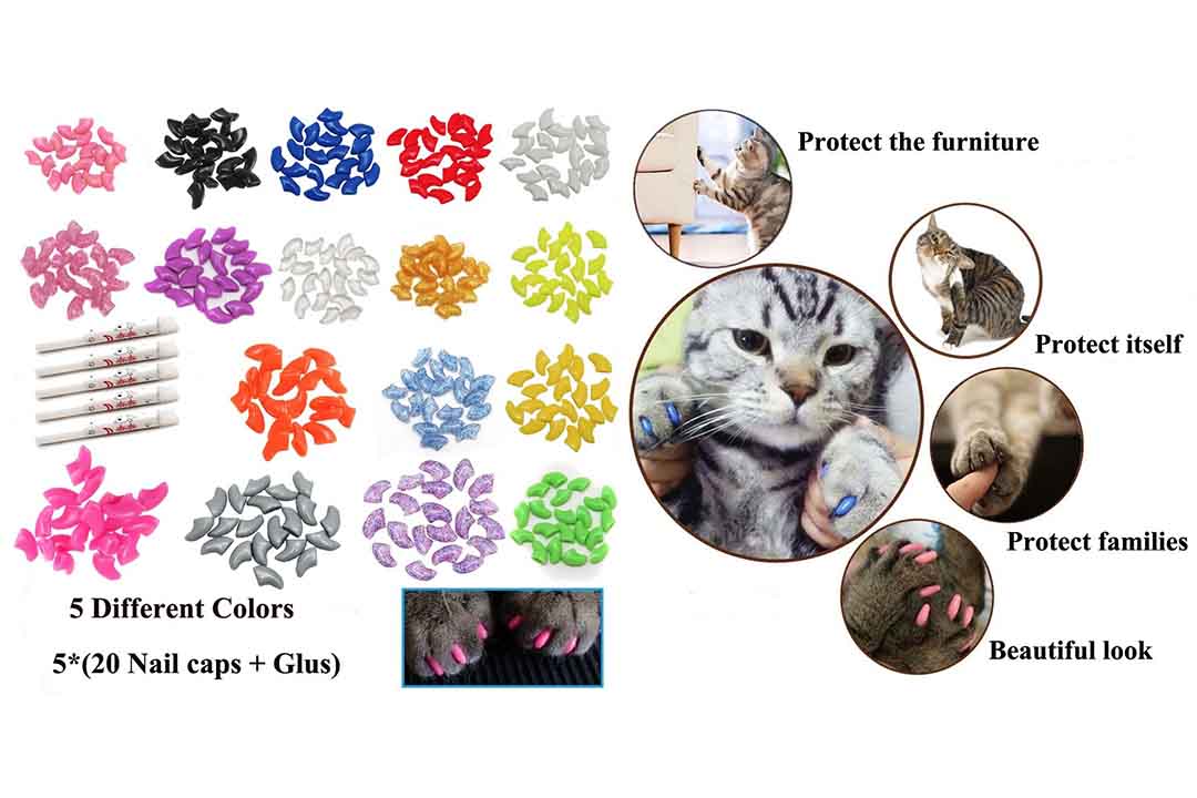 VICTHY 100 PCS Soft Pet Cat Nail Caps Cats Paws