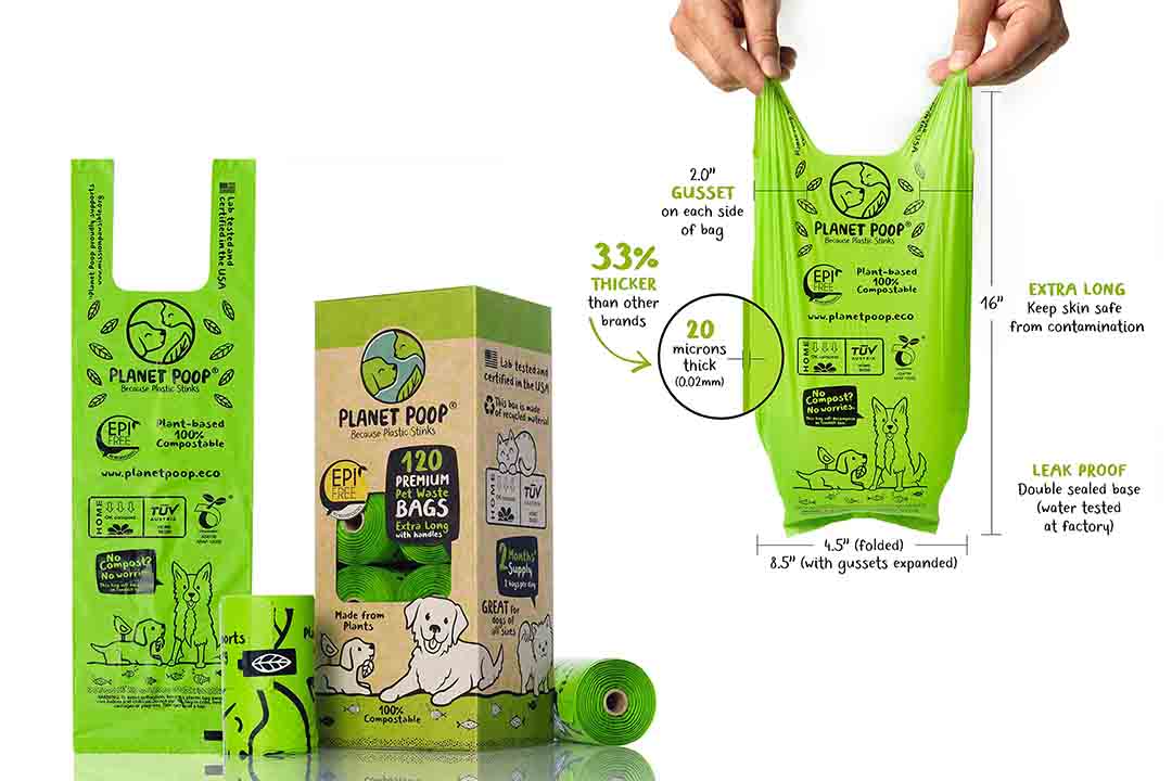 PLANET POOP - Compostable Biodegradable Dog Poop Bags Unscented