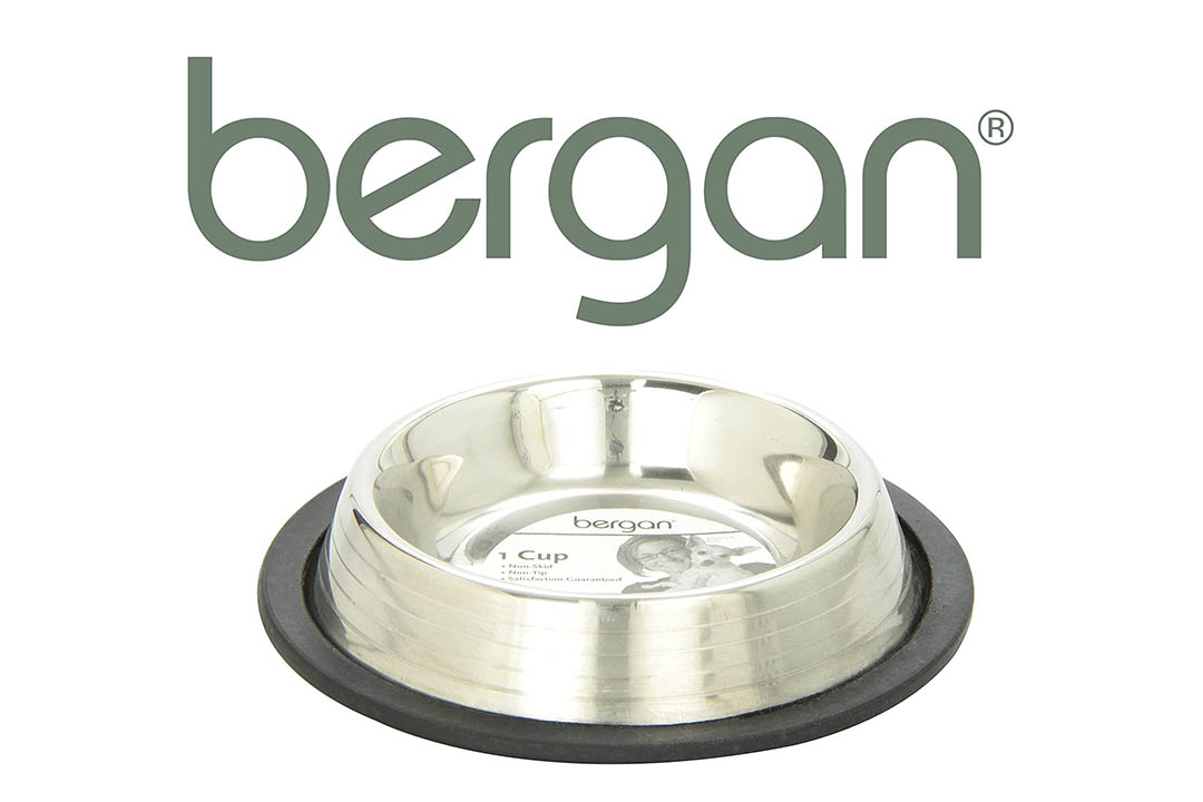 Bergan Stainless Steel Non-Skid/Non-Tip Pet Bowl with Ridges