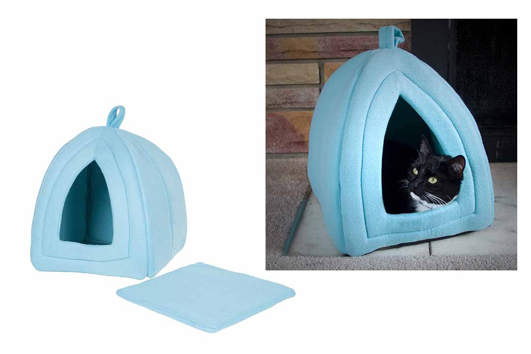 Cat Pet Bed, Igloo - Soft Indoor Enclosed Covered Tent/House