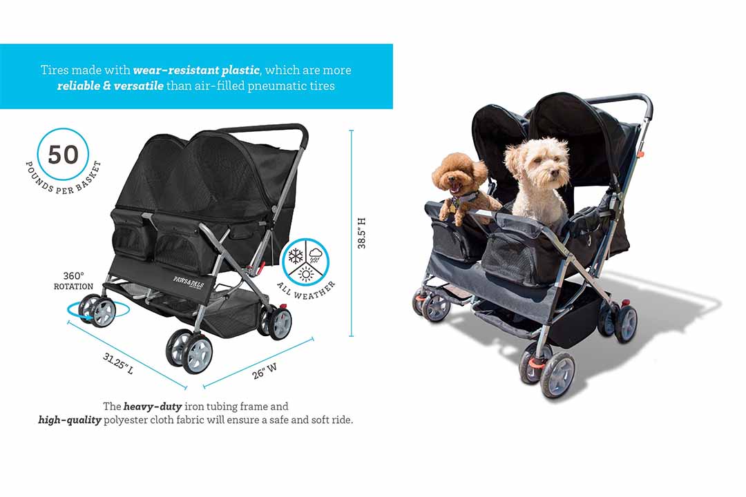 Double Dog Stroller for Small and Medium Pets