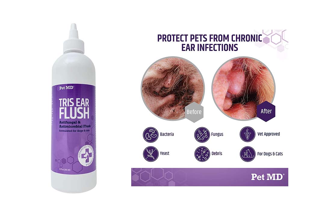 Pet MD Veterinary Tris Flush Cat & Dog Ear Cleaner