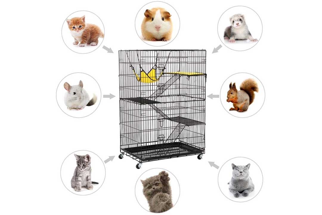 Yaheetech 4 Tier Cat Cage Playpen With Three Ramp Ladder and 4 Caster