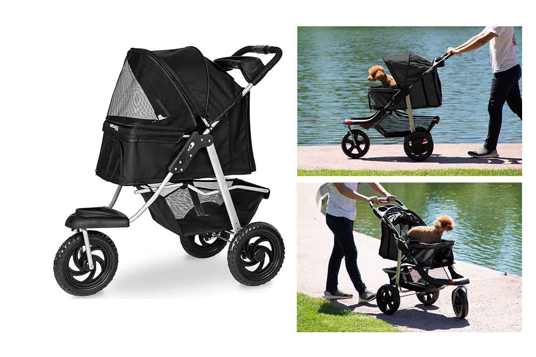 Dog Stroller for Dog and Cat- Deluxe 3-Wheel for Small, Dog, Puppy & Cat