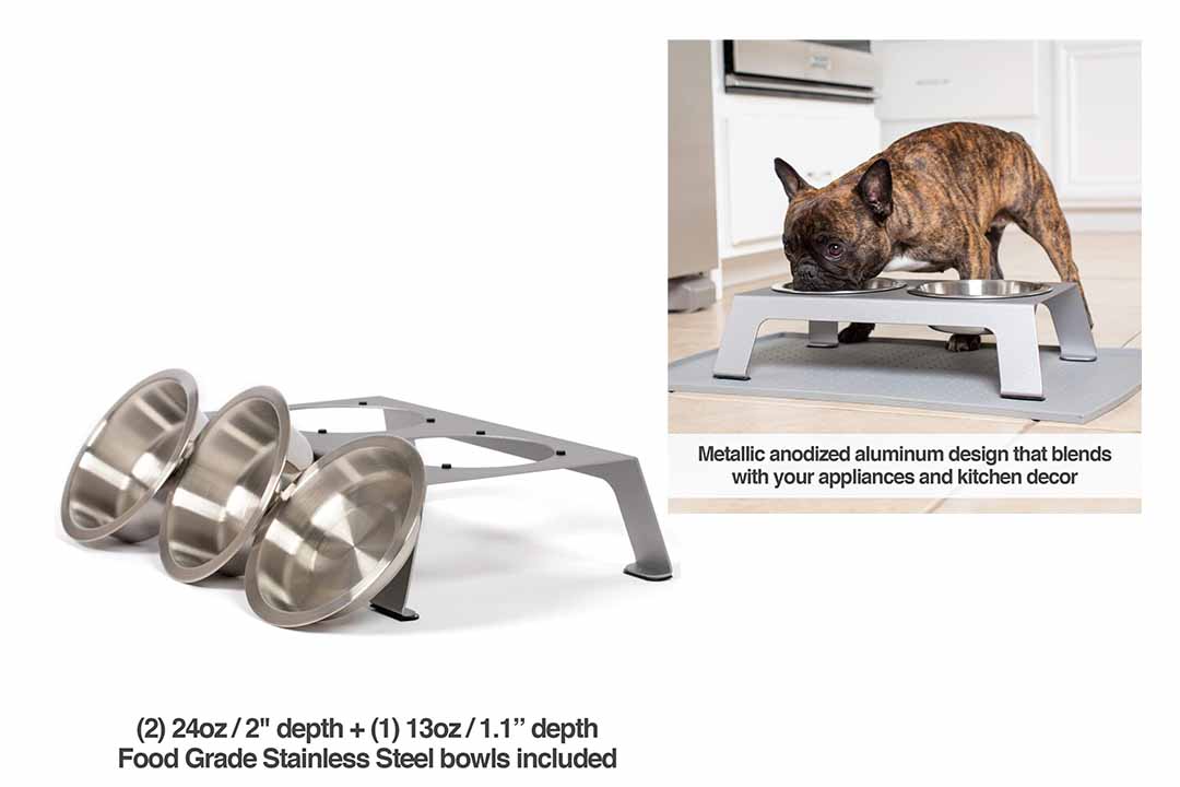 PetFusion Elevated Pet Feeder in Premium Anodized Aluminum