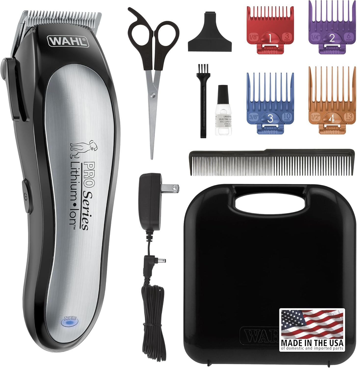 Wahl USA Lithium Ion Pro Series Cordless Animal Clippers – Rechargeable, Heavy-Duty, Electric Dog & Cat Grooming Kit for Small & Large Breeds with Thick to Heavy Coats – Model 9766